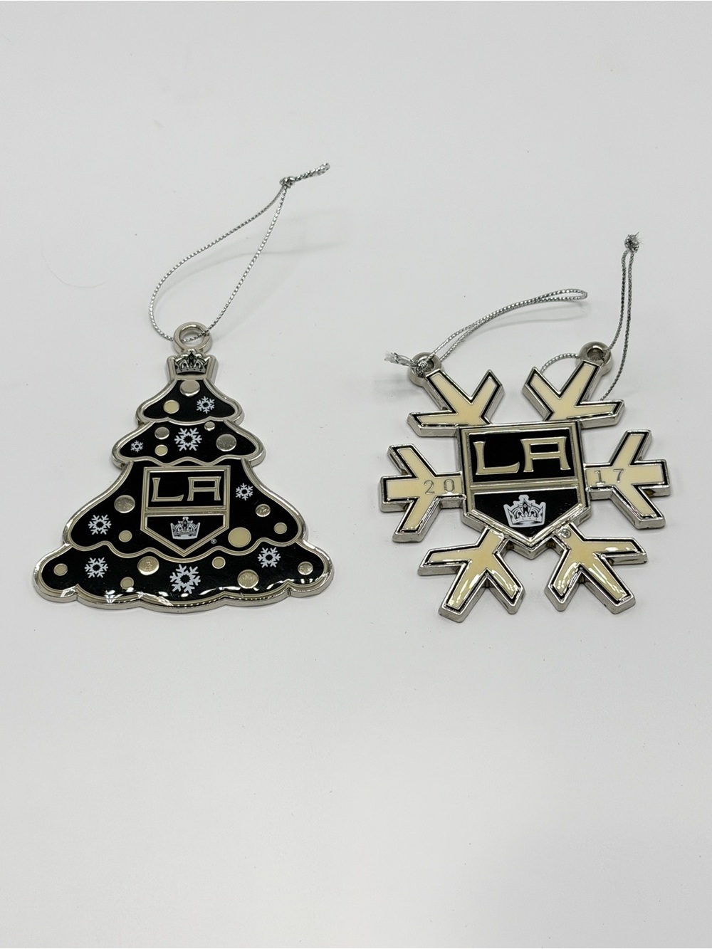 NHL Los Angeles Kings Black and Silver Holiday Ornaments - Tree & Snowflake Set
